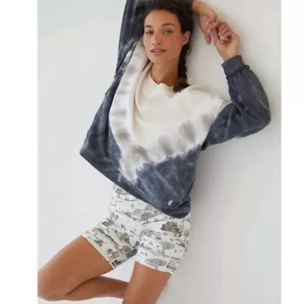 NWT Free People Oversized Black Combo Ombré Metti Crew Sweatshirt S-M